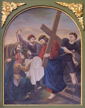 6 istasyonları haç, Veronica İsa, kilise Aziz Matthew Stitar, Hırvatistan karşısında mendil.