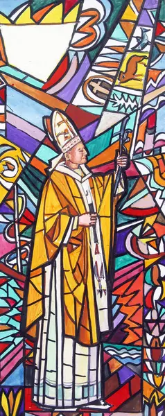 Aziz Papa 2. John Paul, Hırvatistan 'ın Velika Gorica kentindeki Aziz Peter ve Paul kilisesinin vitraylı penceresinin çizimi.