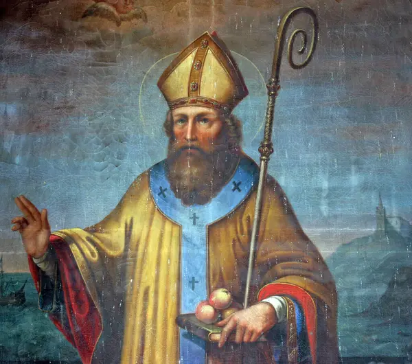 Aziz Nicholas, Hırvatistan 'ın Lijevi Dubrovcak kentindeki Aziz Nicholas Kilisesi' nin sunağında sunak.