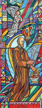 Isaiah, Hırvatistan 'ın Velika Gorica kentindeki Aziz Peter ve Paul kilisesinin vitraylı penceresinin taslağını çiz.