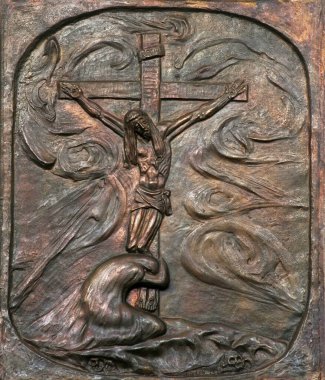 Çarmıhın 12. İstasyonları, İsa çarmıhta öldü, Hırvatistan 'ın Petrinja kentindeki Aziz Lawrence Kilisesi.