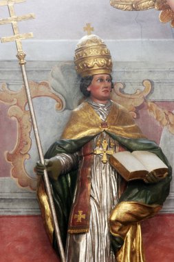 Aziz Gregory, Hırvatistan 'ın Slavonski Brod kentindeki Fransisken Kutsal Üçlü Kilisesi' nin sunağında heykel.