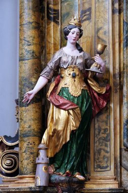 Hırvatistan 'ın Kotari kentindeki Noblac' lı Aziz Leonard Kilisesi 'nde Aziz Barbara Anıtı.