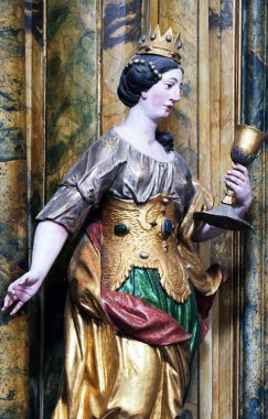 Hırvatistan 'ın Kotari kentindeki Noblac' lı Aziz Leonard Kilisesi 'nde Aziz Barbara Anıtı.