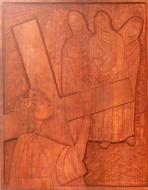 8. Haç İstasyonları, İsa Kudüs 'ün kızları, İşçi Aziz Yusuf Kilisesi ile Galdovo, Sisak, Hırvatistan' da bir araya geldi.