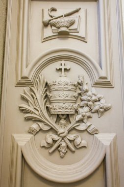 traditional portuguese church of Porto decorated with ceramic tiles clipart