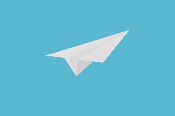 白色的纸飞机飞向天空 开创了商业概念 3D插图 — 图库照片