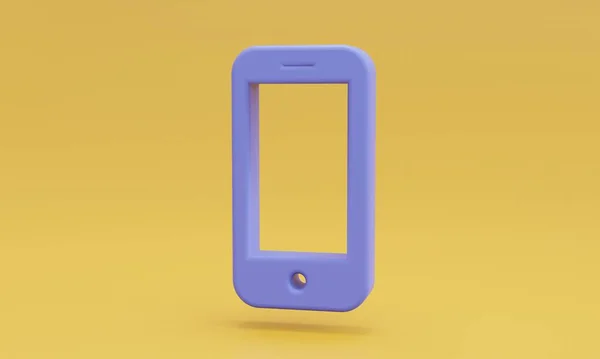 Minimal Lila Mobiltelefon Mit Leerem Bildschirm Symbol Auf Orangefarbenem Hintergrund — Stockfoto