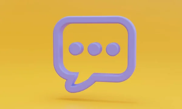 Минимальный Фиолетовый Символ Чата Оранжевом Фоне Концепция Сообщений Социальных Сетях — стоковое фото