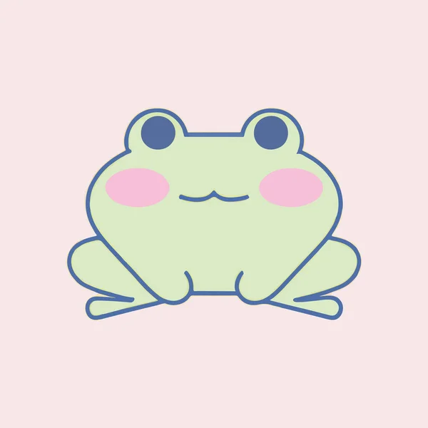 파스텔 디자인 Cute Kawaii Frog 고립된 인쇄나 스티커 디자인에 재밌는 — 스톡 벡터
