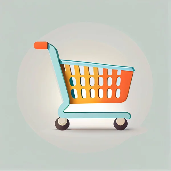 Flat shopping cart cartoon wallpaper. Modern flat design for shopping online Website layout design. Minimalist wallpapers