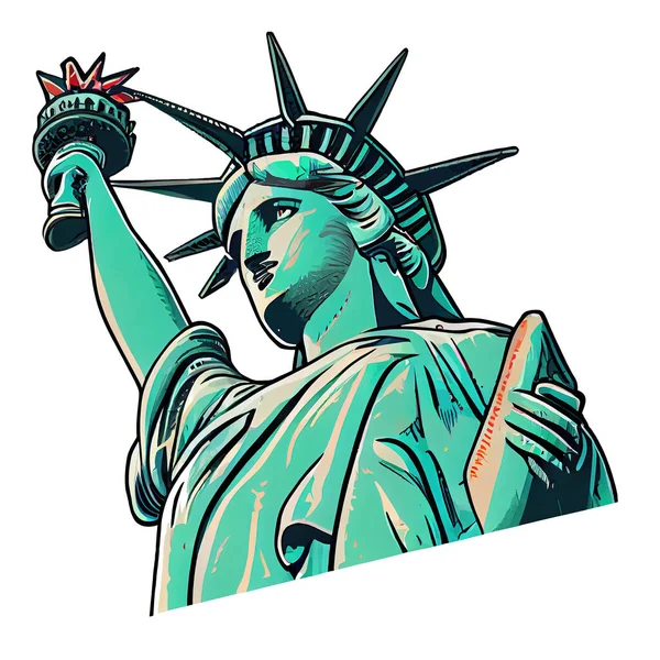 Cartoon sticker the Statue of Liberty in New York City.