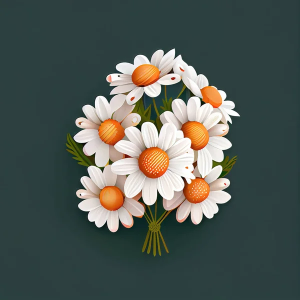 Simple icons of spring flowers. Bouquet of White Daisies for Valentine\'s day isolated background. Floral set. Nature springtime flower. Flat icon design