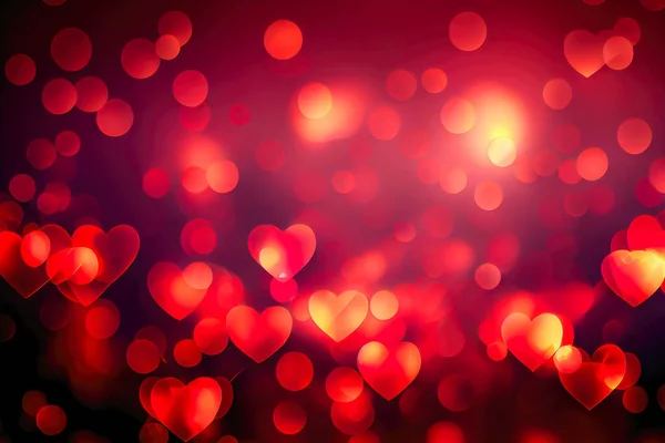 Abstract texture of bokeh heart shaped lights. Love Valentine day concept. Sparkling lights background. Abstract Valentine Background with Glowing Hearts. Love concept.
