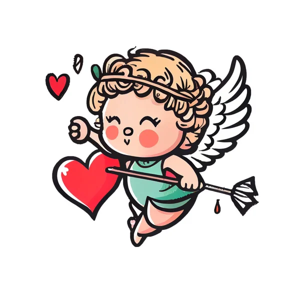 Funny cupid or little angels isolated on a transparent background. Valentines day card, romantic elements. Hand-drawn illustration