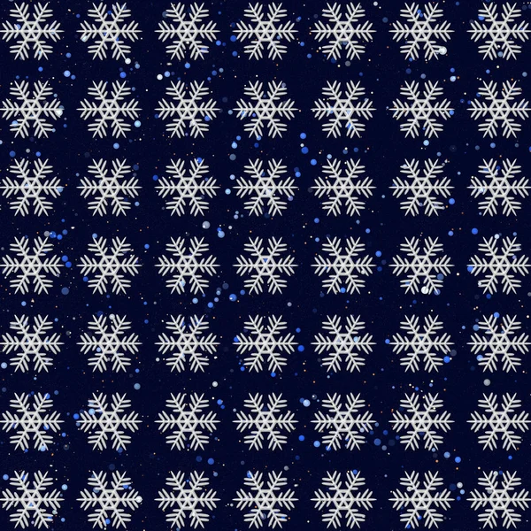 Computador Ilustração Artística Renderizado Cartão Ano Novo Azul Com Flocos — Fotografia de Stock