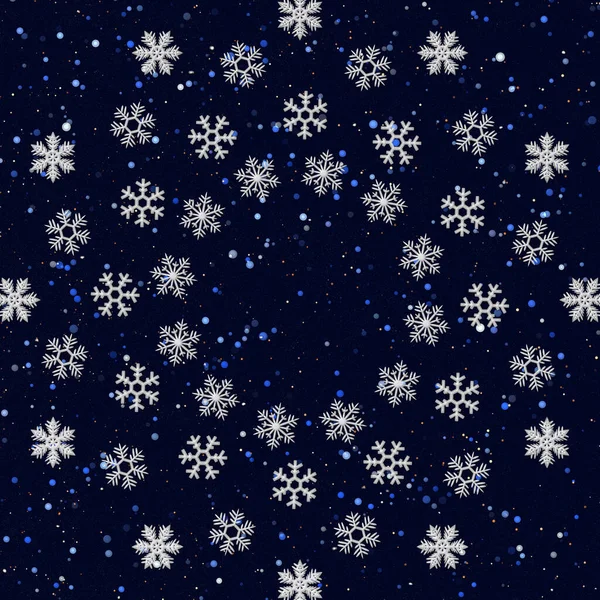 Ilustracja Artystyczna Komputer Renderowane Niebieski Nowy Rok Karty Płatki Śniegu — Zdjęcie stockowe