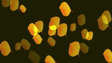 Sanatsal yaratıcı video bilgisayar görüntüleme bitki arka planı düşen sarı uçan yapraklar