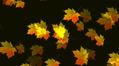 Sanatsal yaratıcı video bilgisayar görüntüleme bitki arka planı düşen sarı uçan yapraklar