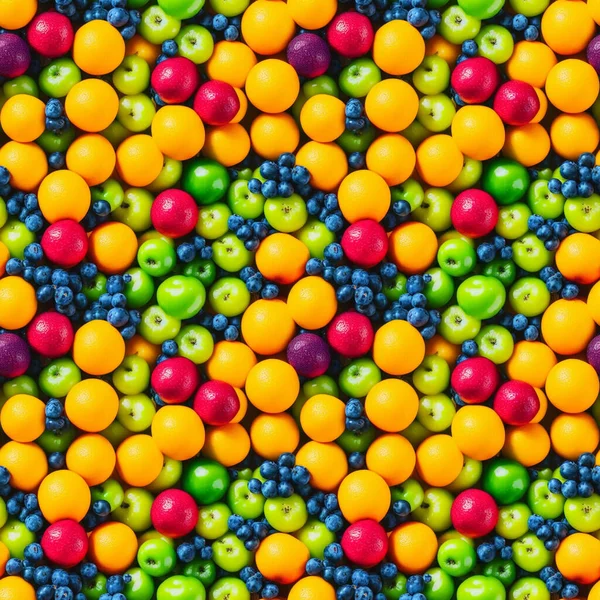 Płynny Jasny Wzór Owoców Wiele Kolorowych Owoców Jagód Nawet Rzędach — Zdjęcie stockowe