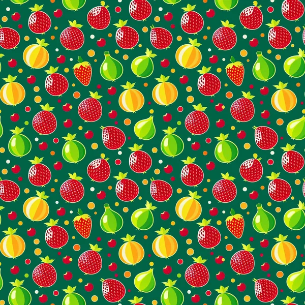 Padrão Frutas Brilhantes Sem Costura Muitas Frutas Coloridas Bagas Linhas — Fotografia de Stock