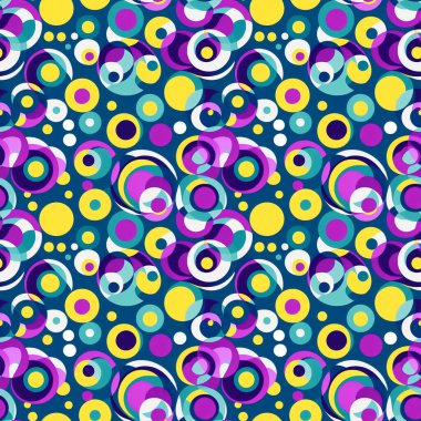 Renkli daireler, kumaş baskısı ve web sitesi tasarımı için soyut ve pürüzsüz desen