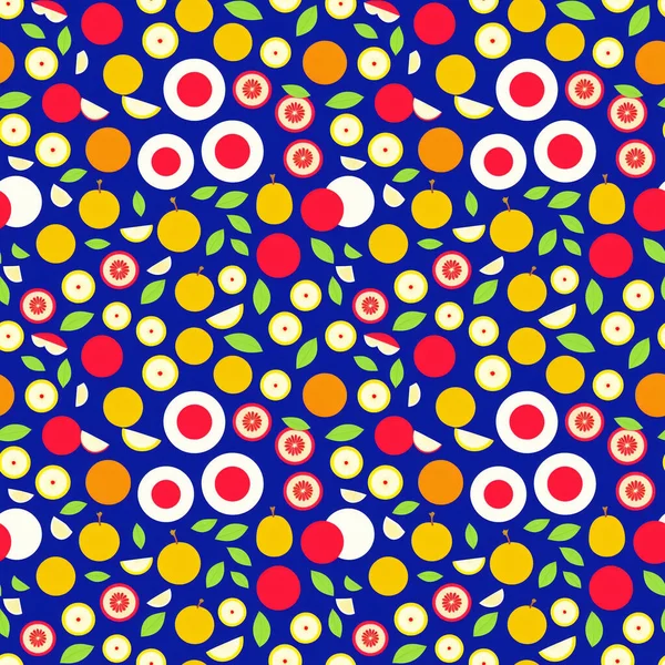 Abstract Naadloos Fruit Patroon Met Kleurrijke Vormen Vlakke Suprematisme Stijl — Stockfoto