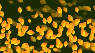 Sonbahar yapraklarının doğal arkaplanını yeşil arkaplana, geniş formata, resimleme bilgisayarına yerleştir