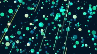 Koyu arkaplan üzerinde parlak renkli daireler ve çizgiler olan mini video klibi, bilgisayar oluşturma