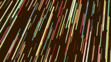 Koyu arkaplan üzerinde parlak renkli satırlara sahip mini video klibi, bilgisayar oluşturma