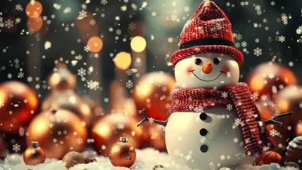 Yeni Yıl Video Ekran Koruyucusu Komik Kardan Adamlar Güzel Kar — Stok video