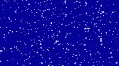 Uzayda güzel beyaz kar taneleri şeklinde pek çok parçacık, Yeni Yıl 'ın soyut video arkaplanı.