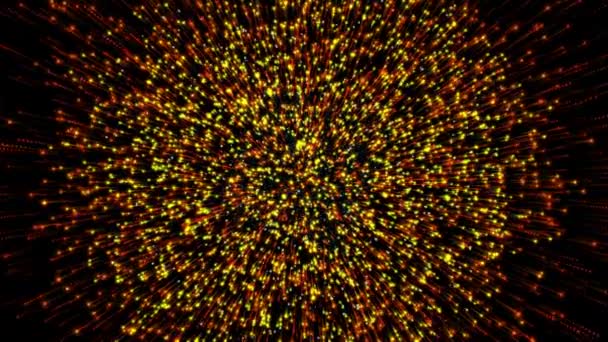 Multe Particule Luminoase Zboară Spre Observator Fundal Abstract — Videoclip de stoc