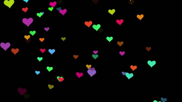 Abstrakti Kaunis Moderni Video Tausta Värillinen Sydämet Lentävät Ylöspäin Symboli — kuvapankkivideo