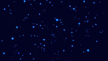 Görüntü düzenleme için soyut video arkaplanı ve bilgi veya illüstrasyonlar için ekran koruyucuları, boşlukta yüzen mavi parçacıklar, 4k çözünürlük
