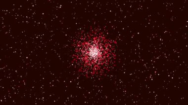 Karanlık arkaplanda parçacıkları hareket ettiren soyut video görüntüleri, geçiş ve arkaplan görünümlerini düzenlemek için bir dakika