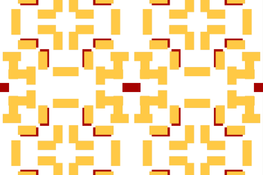 Renkli şekillerle dolu canlı bir geometrik tasarım büyüleyici bir desen yaratır..