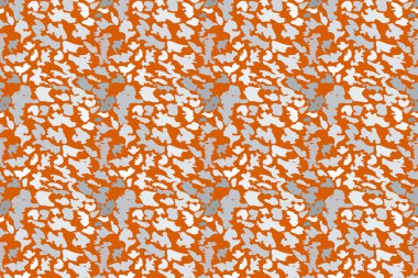 Soyut bir tasarım, turuncu ve gri şekillerin canlı bir etkileşimini içerir..