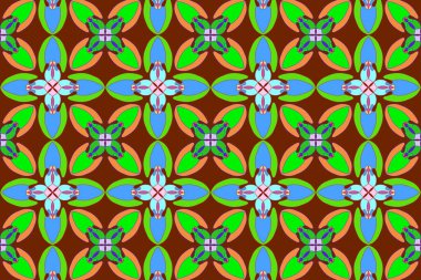 Canlı bir çiçek deseni, zengin bir kahverengi arka planda göze çarpıyor..