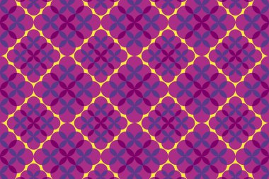 Birbirine bağlı şekillerin büyüleyici bir tasarımı renkli duvar halısı yaratır..