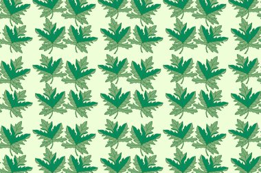 Yeşil yaprakların yemyeşil dizilişi, ışık tuvalinde hoş bir desen oluşturur..