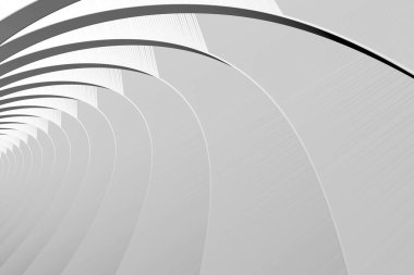 Pürüzsüz, akan beyaz çizgiler ışıkla dolu, dingin, modern bir atmosfer yaratır..