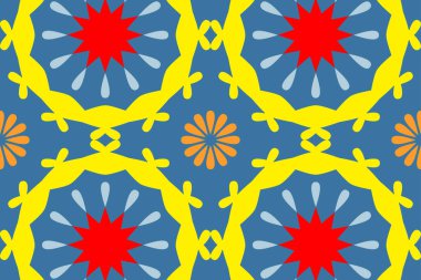 Kalın ve renkli geometrik şekiller canlı ve çekici bir desen tasarımı yaratır.