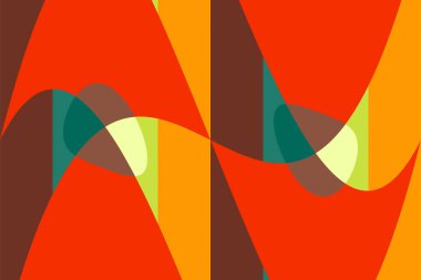 Renkli formlar tuvalde dans ediyor, canlı bir görsel ritim ve uyum yaratıyor..