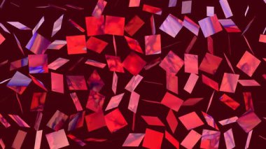 Renkli geometrik şekiller büyüleyici bir dijital ekran içinde dans eder