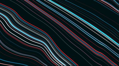 Karanlık bir zemin boyunca canlı çizgiler akar, enerjik ve modern bir görünüm yaratır..