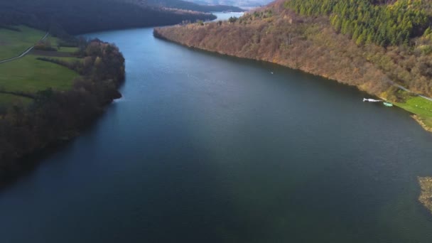 Myczkowskie Gölü Nün Solina Gölü Yakınlarındaki Barajın Havadan Görüntüsü Nsansız — Stok video