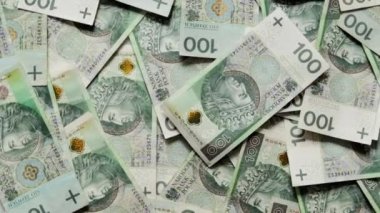 Polonya para birimi (PLN). Dönen para, en iyi manzara. Polonya parası.