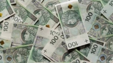 Polonya para birimi (PLN). Dönen para, en iyi manzara. Polonya parası.