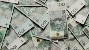 Polonya para birimi (PLN). Dönen para, en iyi manzara. Polonya parası.